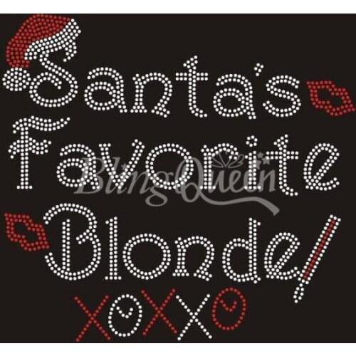 BlingQueen 25PCS/LOT Korean Rhinestone Transfers Santas Favorite Blonde Design