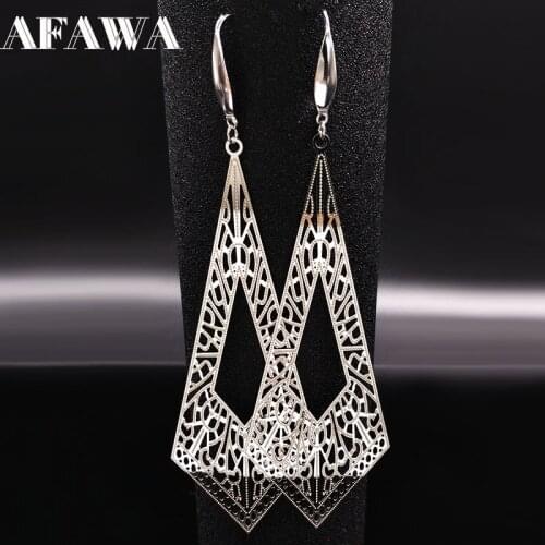 Stainless Steel Bohemian Earrings Women Jewelry Geometry Silver Color Earings Fashion Jewelry pendientes largos E612319