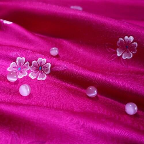 CF925 Rose Peach Blossom Chinese Silky Brocade Stain Fabric Chinese Style Clothes/Home Textiles Jacquard Brocade Fabrics