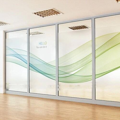 Colors wave office meeting room window glass film sticker stained Scrub static cling privacy custom size sliding door home decor