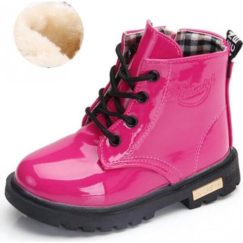 Children Martin Boots Waterproof Boys Leather Boots Winter Kids Non-slip Snow Boots Girls Princess Shoes Student Rubber Boots