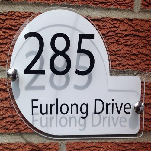 DIY House Number MODERN HOUSE SIGN / PLAQUE QUALITY ACRYLIC ALUMINIUM BACKPLATE SHAPED A1