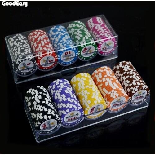 100/200 PCS/SET 14g Clay Gold Crown Poker Chip Casino Chips Texas Hold'em Poker Sets With Acrylic Case/Box