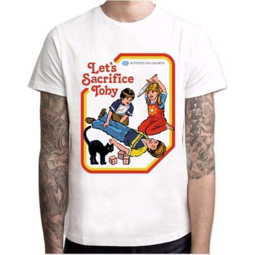Men Shirt Funny Lets Sacrifice Toby T Shirt Men Short Sleeves Graphic T-shirt Printed Demons Horror Devil Worship Satanism