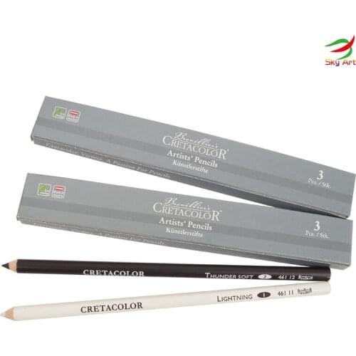 Cretacolor Thunder Or Lightning Pencil,ideal pencils to darken and lighten painting design,oil-based,white and black