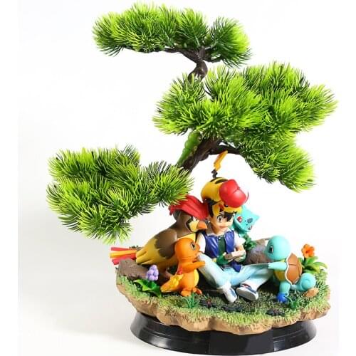 Pokemon Satoshi & Pikachu & Charmander & Bulbasaur & Squirtle & Pidgeotto Collectible Figure Model Toy
