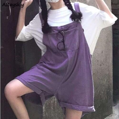 Rompers Women Casual Pockets Lovely Girls Students High Waist Loose Trendy Ulzzang Chic Overalls Denim Cool Stylish Playsuit New