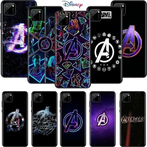 Marvel Avengers A Logo For OPPO Realme 7i 7 6 6S 6i 5S 5i 3i 2 Narzo 10 20 Pro Global Soft TPU Silicone Black Cover Phone Case