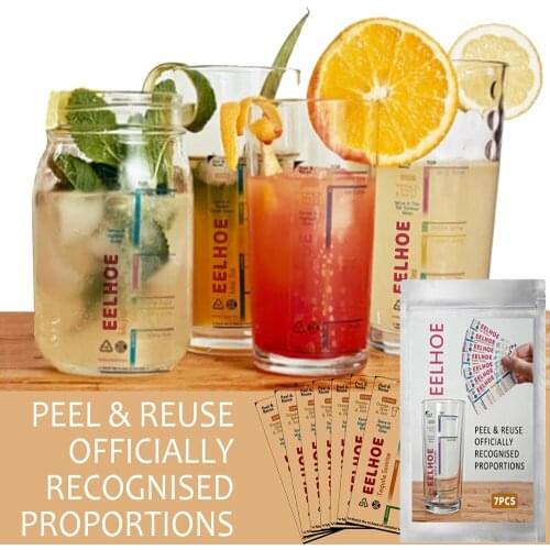 Beverage Proportions Scale Stickers Multifunctional Bottle Cup Measuring Stickers for Home Kitchen Bar JS22