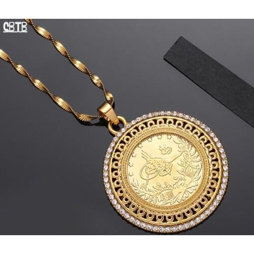 Wholesale Gold and Crystal Allah Pendant and Necklaces for Women Islam Muslims New Jewelry Arab Gifts Middle East Jewelry