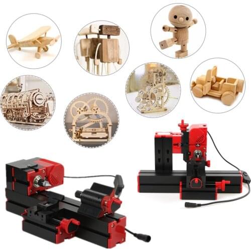 Sawing-Machine Driller Metal Lathe Multi-Functional Wood Motorized DIY 6-In-1 lathe Machine Tool Kit Motorized jigsaw Grinder