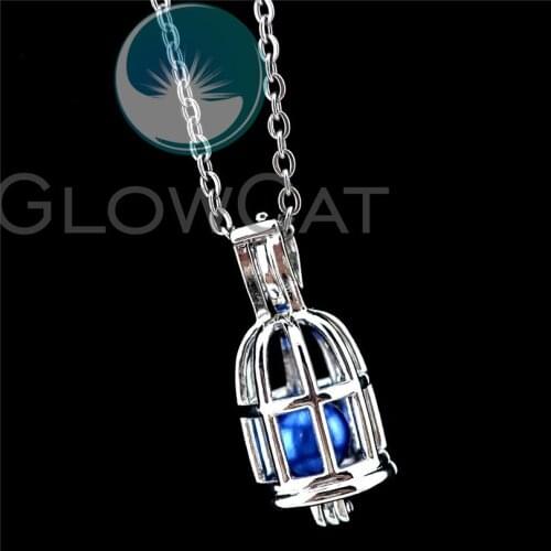 R-K938 Birdcage Beads Cage Pendant Essential Oil Diffuser Aroma Pearl Cage Locket Necklace