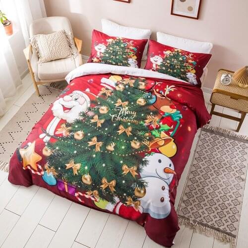 Christmas Presents Duvet Cover Red Santa Claus Bedding Set King Queen Bedding Set Comforter Cover