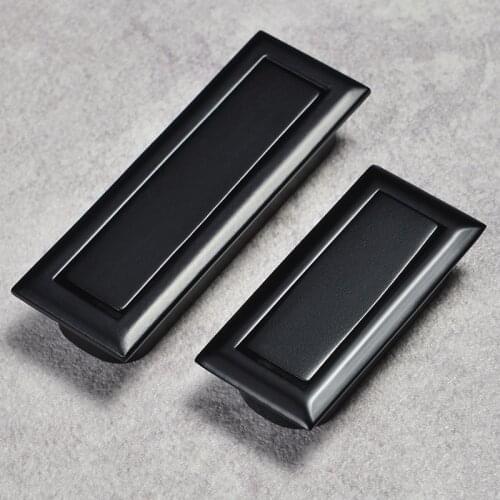 Modern stainless steel Embedded Hidden black furniture pull handles for cabinets and drawers