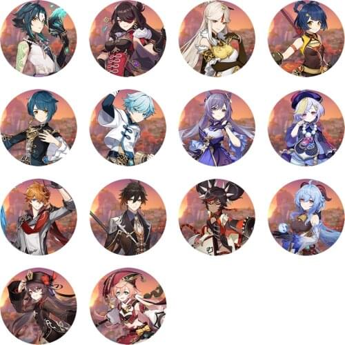 Genshin Impact Anime Game Xiao Qiqi Keqing Chongyun Ningguang Dawn Ver. Badge Brooch Pins