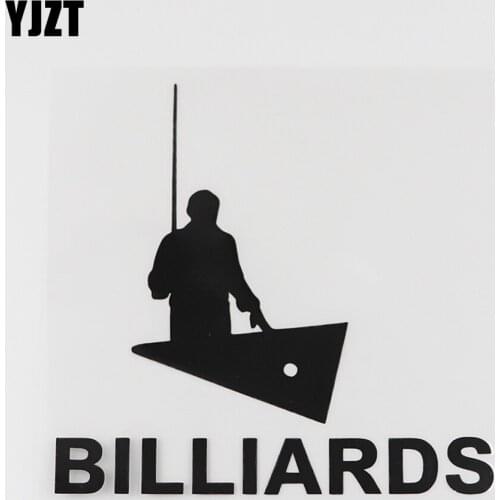 YJZT 12.7CMX12.5CM Billiard Clab Cue Player Sport Man Vinyl Car Sticker Black/Silver 8A-0754