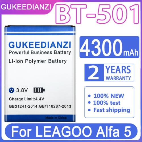 GUKEEDIANZI Replacement Battery BT-501 4300mAh For LEAGOO Alfa 5 BT 501 Alfa5