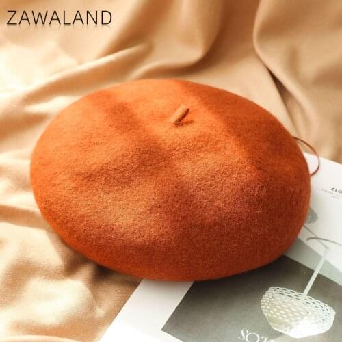 Zawaland Solid Color Berets Caps Women Autumn Winter Painter Cap Wool Bonnet Casual Outdoor Warm Hats Windproof Streetwear Hat