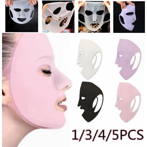 1PC/3PCS/4PCS/5PCS Silicone Mask Reusable Cover Face Hydrating Moisturizing Mask For Sheet Prevent Evaporation Steam Beauty Tool