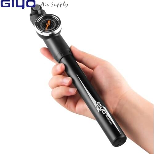 1 set GIYO mountain bike portable pump with barometer handheld pressure gauge magnifying glass pump bicycle accessories