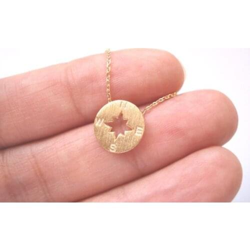 10 Small Compass Pendant Charm navigation South Direction geometric Disc Circle Disk chain Necklaces jewelry for Women Men gift