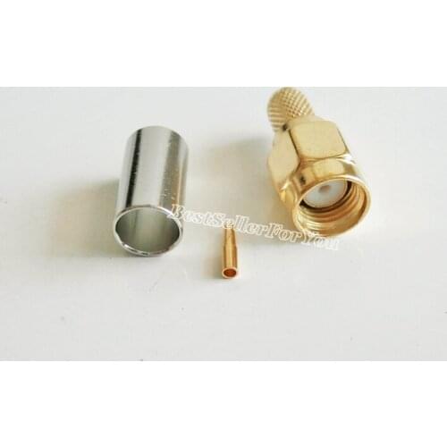 100Pcs New RP-SMA RPSMA Male Jack Crimp RG58 RG142 LMR195 RG400 Cable Straight RF Connector