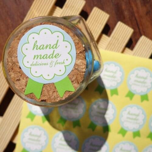 102pcs Medal Shape Paper Sticker Green Hand Made Sealing Stickers Paper Label Gift Candy Bag Box Packaging Point Stickers