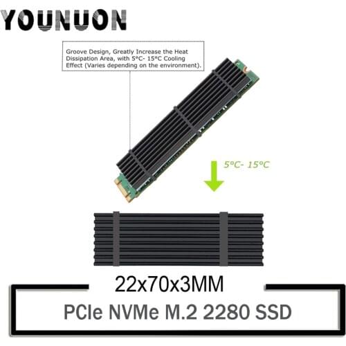 2Pcs YOUNUON Aluminum Heatsinks for PCIe NVMe M.2 2280 SSD with Silicone Thermal Pad, DIY Laptop PC Memory Cooling Fin Radiation