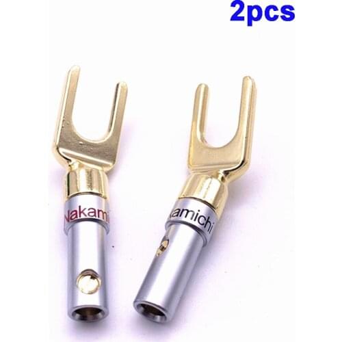 2pcs Musical Gold-Plated Cable Wire Pin Y spade Fork Spade Audio Terminals Plugs Banana Plug Connectors