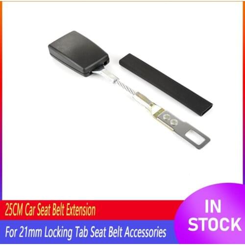 25CM Durable Black Car Seat Belt Extension Belt Extender Seat Belt Buckle Clip For 21mm Locking Tab Seat Belt Accessories