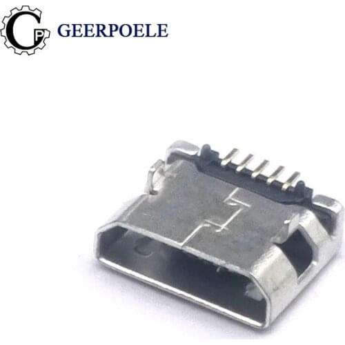 50 pcs/lot Flat Edge DIP 5 Pin Type B Micro USB Connector Female Flat Port Jack Tail Sockect For Samsung Lenovo Huawei ZTE ect