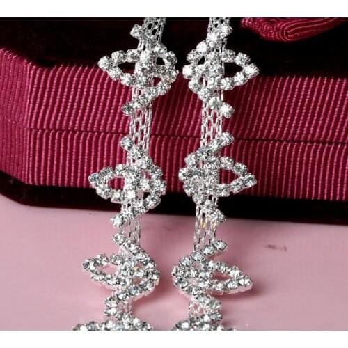 Free Shipping 5 yards Crystal Rhinestone Trim, Rhinestone Applique, Bridal Applique,Wedding Applique,Rhinestone Chain TONG102