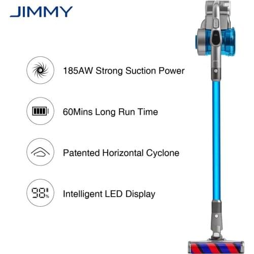JIMMY JV85 Cordless Handheld Vacuum Cleaner 185AW Strong Suction 60 Minutes Run Time LED Display Patented Horizontal Cyclone