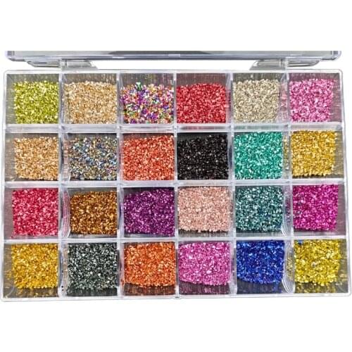 24 Colors Crushed Glass Glitter Suitable for Nail Art Painting Vase Filler Jewelry Making Decoration and Other Crafts