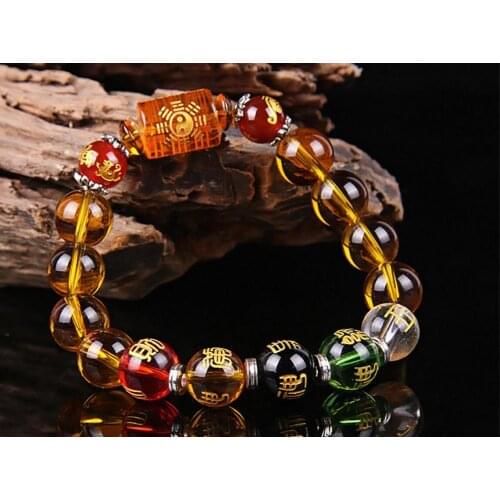 10mm/12mmMen and womens agate yellow crystal Buddha beads bracelets for lovers