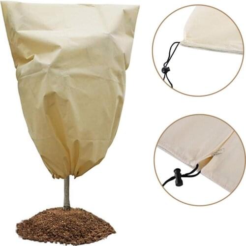 Plant Cover Non-woven Large Freeze Protection Drawstring Bag Warm Cover Tree Shrub Plant Protecting Bag Yard Garden Covers