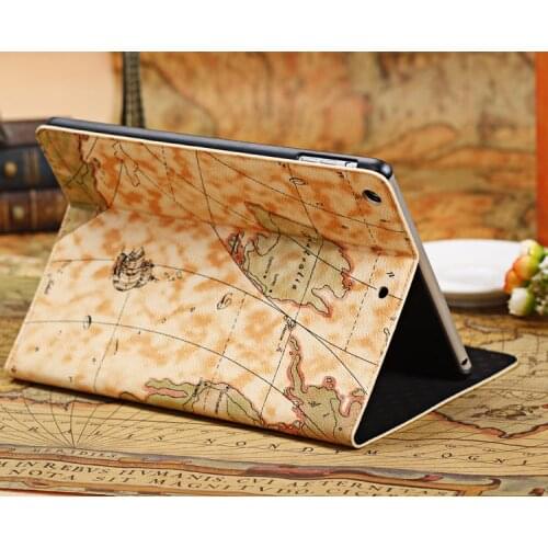 World Map Card Holder Slot Folio Stand PU Leather Cover Magnetic Smart Sleep Function Case For Apple ipad mini 1 2 3 Tablet