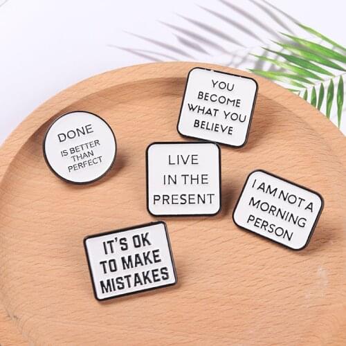 Quote Sentence Enamel Pins "Its Okay to Make Mistakes" Comfort Encourage People Brooches Badge Custom Decoration Jewelry