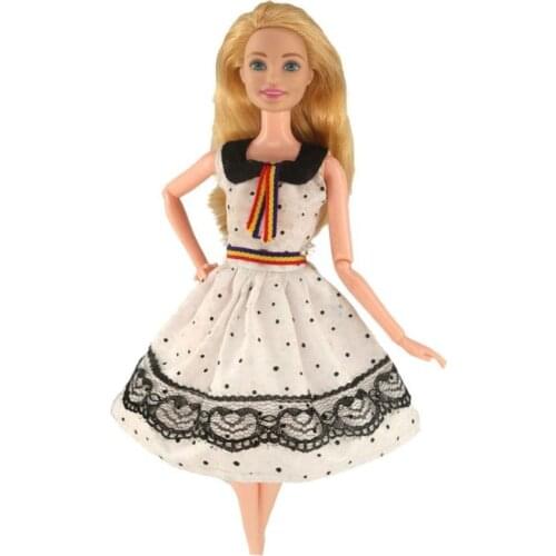 White Black Polka Doll Clothes For Barbie Clothes Outfits Princess Dress Party Gown Costume 1/6 BJD Doll Accessories Kid DIY Toy