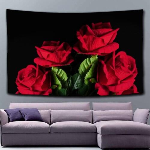 Red Rose Printed Living Room Decoration Wall Hanging Tapestry Yoga Mat Rug Home Decor Art