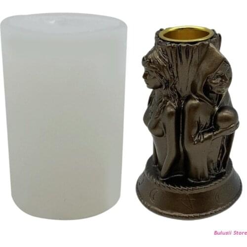Witch Goddess Candle Holder Epoxy Resin Mold Concrete Plaster Casting Silicone Mould DIY Crafts Home Decorations Mold AXYD