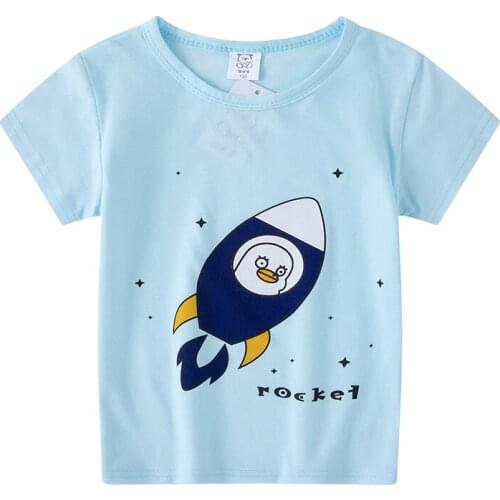 Baby Clothing children t shirts Space rockets Print Kids Baby Boy Tops Short Sleeve T-Shirt Summer Tee