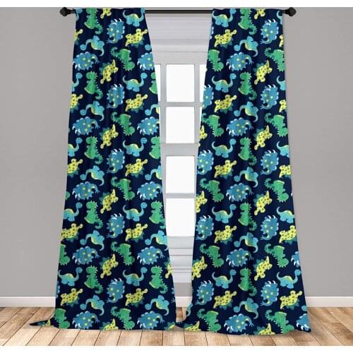 Dinosaur Party Curtains Baby Reptiles Cartoon Dream Land Fantasy Creatures Window Curtains for Living Room Bedroom