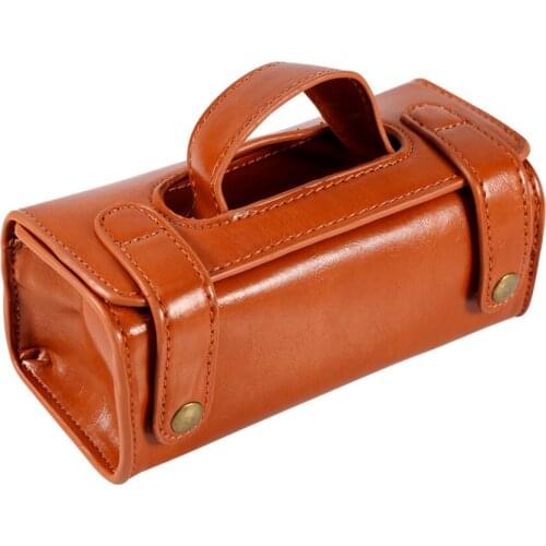 Shaver Storage Bag Men Hair Shaving Tool Case Organizer, Lightweight and Portable,Brown PU Leather