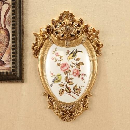 European Luxury Wall Resin Mural Crafts Creative Livingroom Sofa Background Retro Ornament Wall Decoration Porch Wedding Gift