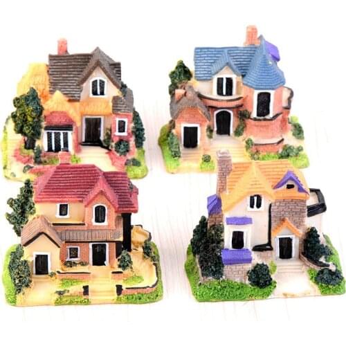 1PC Big House Figures Continental Manor Decorative Mini Fairy Garden and Aquarium Fish Tank Animals Statue Resin Craft
