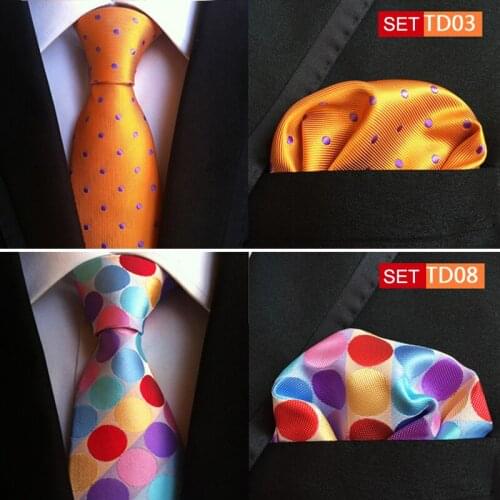 Tie 8cm Designer Necktie Handkerchief Set Fashion Dots Spots Ties Pocket Squares Wholesale
