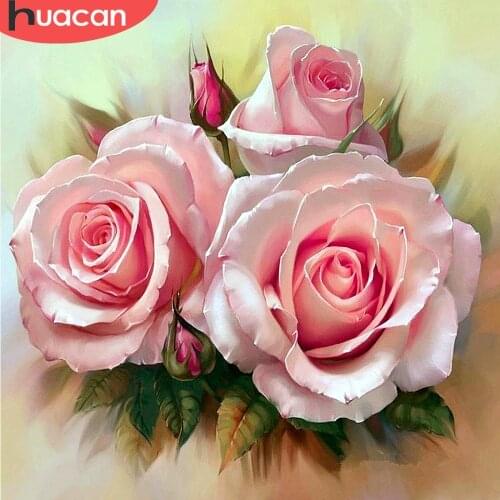 HUACAN 5D Diamond Painting Full Square Flower Diamond Embroidery Rose Cross Stitch Scenic Home Decor Picture Of Rhinestones