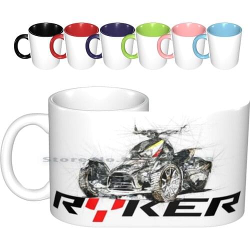 Can-Am Ryker Sketch Ceramic Mugs Coffee Cups Milk Tea Mug Can Am Ryker Motorcycle 3wheel 3wheels Canam Creative Trending