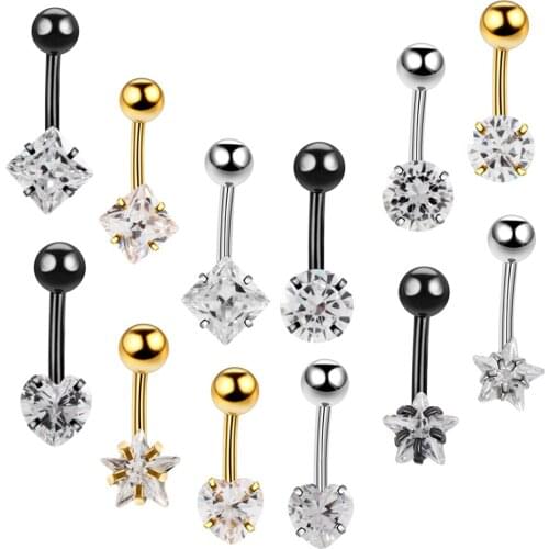 1PC Heart Crystal Belly Button Rings Navel Bar Piercing Jewelry Hot Summer Nombril Belly Rings Piercings Women Sexy Body Jewelry